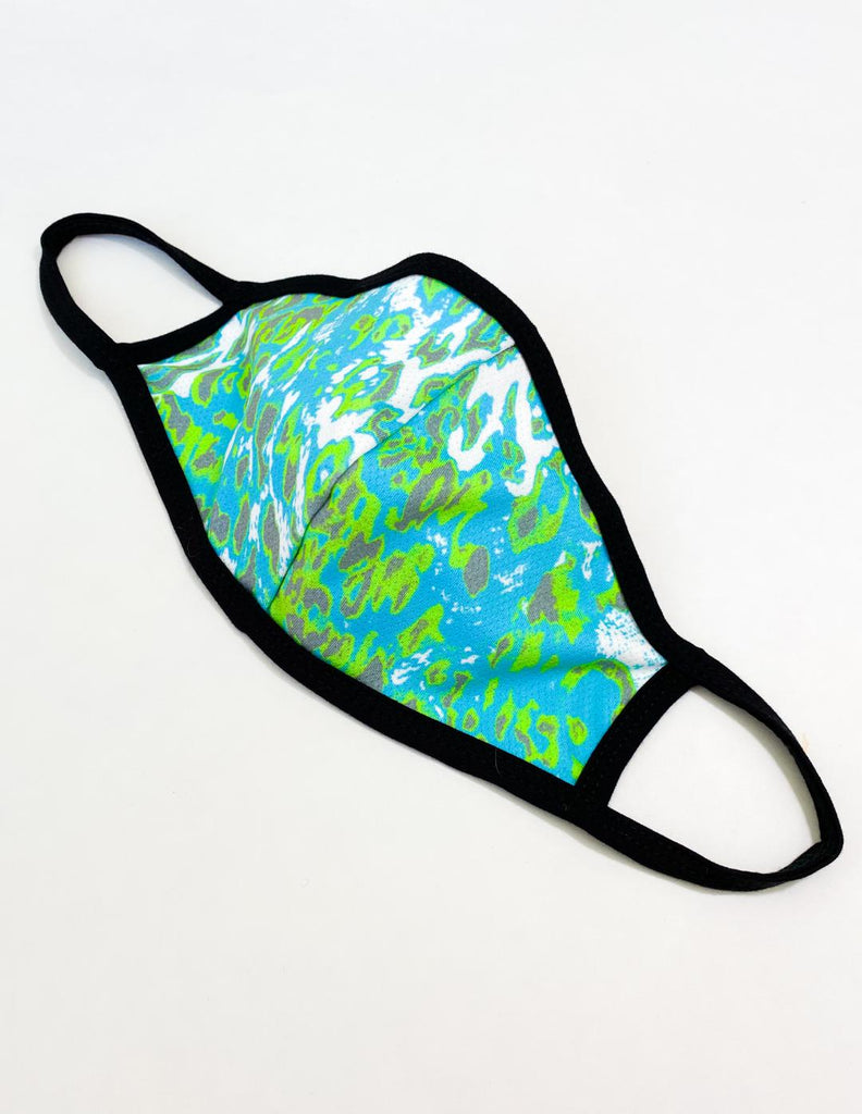 PRINT MESH MASK WITH COTTON LINING TURQ/LIME SPLASH