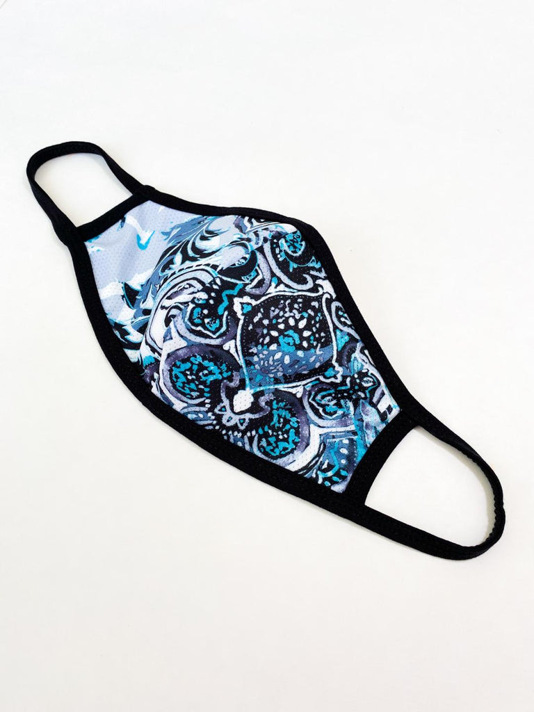 PRINT MESH MASK WITH COTTON LINING LIGHT TURQ PAISLEY