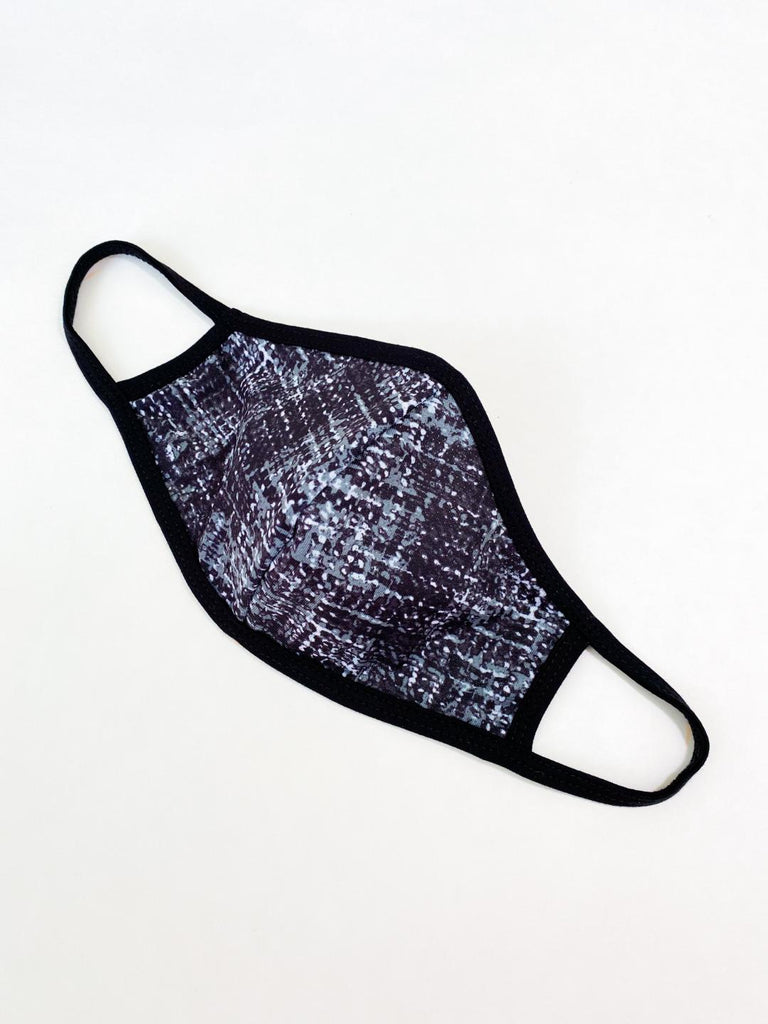 PRINT MESH MASK WITH COTTON LINING BLACK TWEED