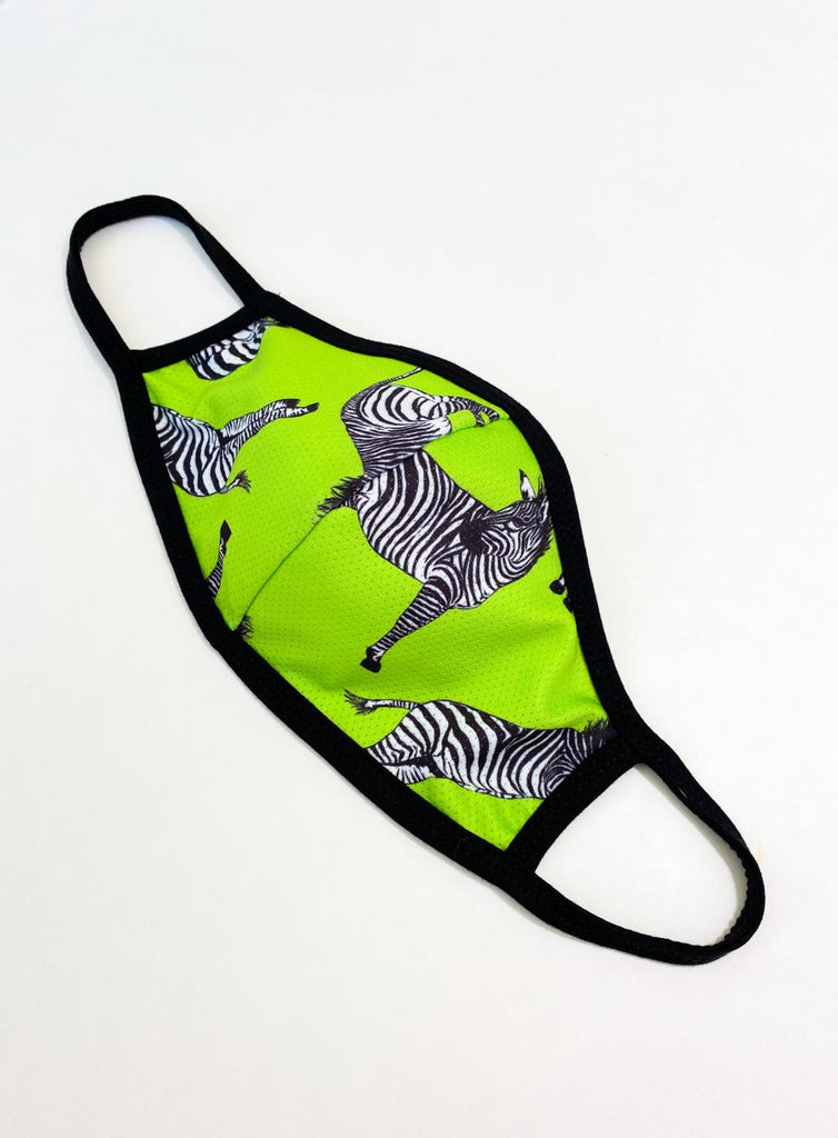PRINT MESH MASK WITH COTTON LINING LIME ZEBRA ANIMALS