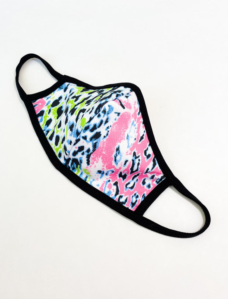 PRINT MESH MASK WITH COTTON LINING BOLD LEOPARD